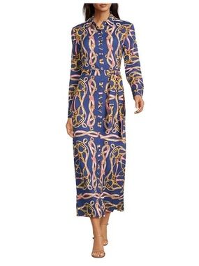 J. McLaughlin Navy Chain Armory Maxi Shirt Dress small